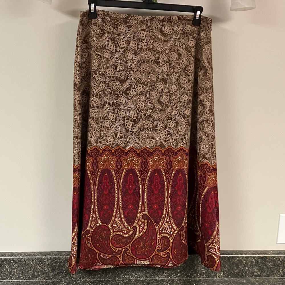 3/$15❤️  Croft & barrow Aline side zip print skirt 14